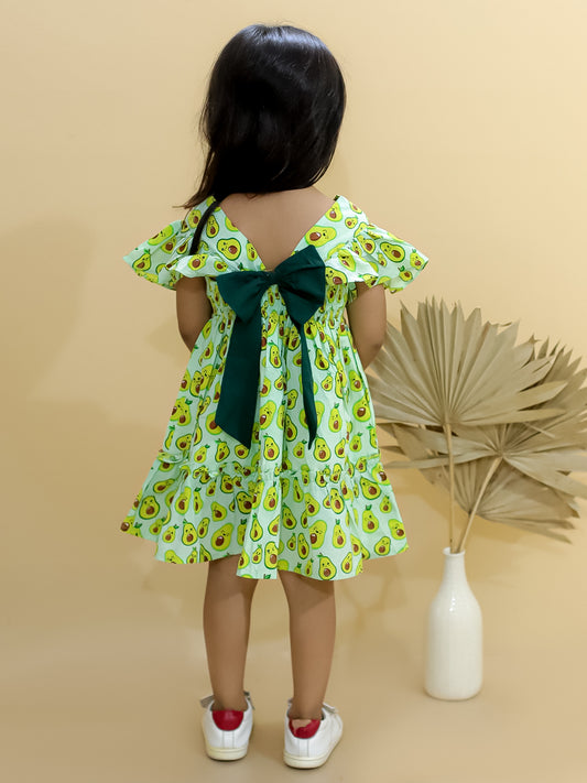 Avocado Frill-sleeves Frock
