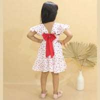 Little Red Heart Frill-sleeves Frock