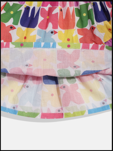 Multi colour tie sleeves frock