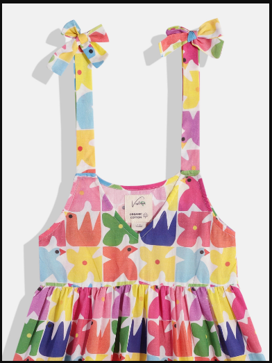 Multi colour tie sleeves frock