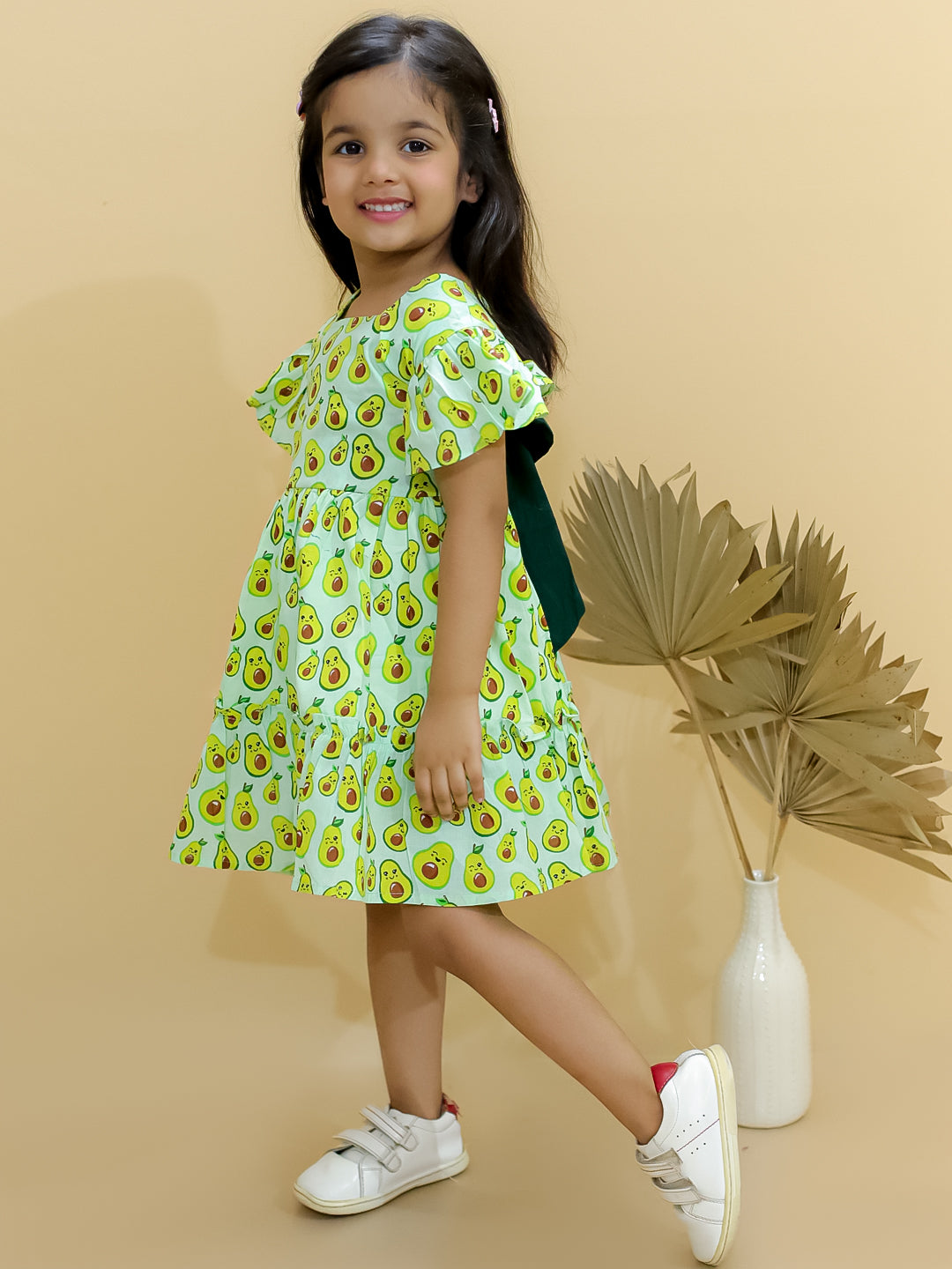 Avocado Frill-sleeves Frock